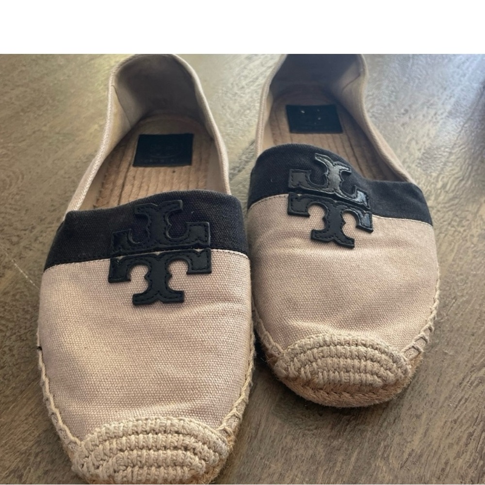 Tory Burch Black and Tan Espadrilles